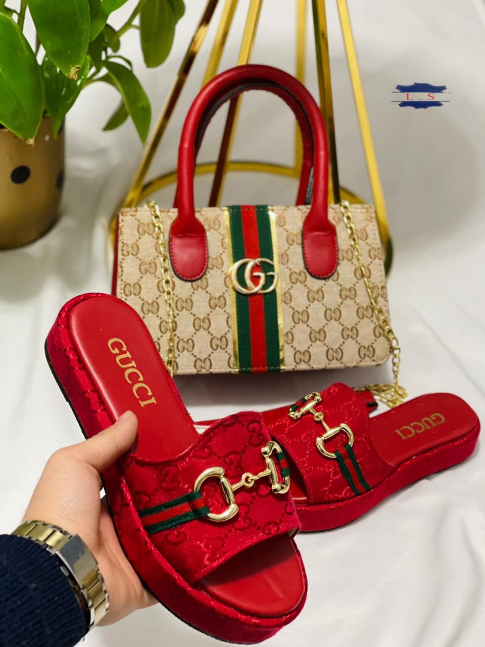 Gucci sandals and handbags