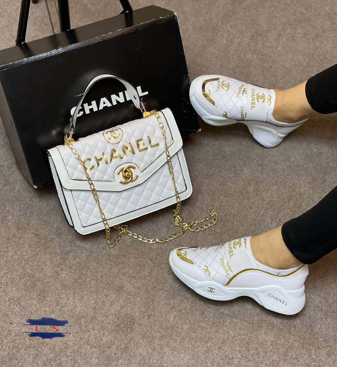 chanel sneakers with matching handbag