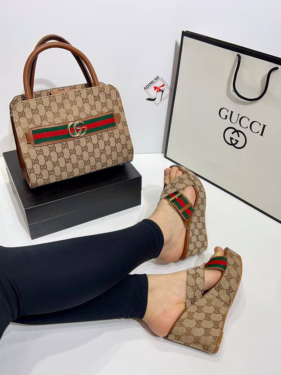 Gucci Aitana logo wedge and ophidia shoulder handbag