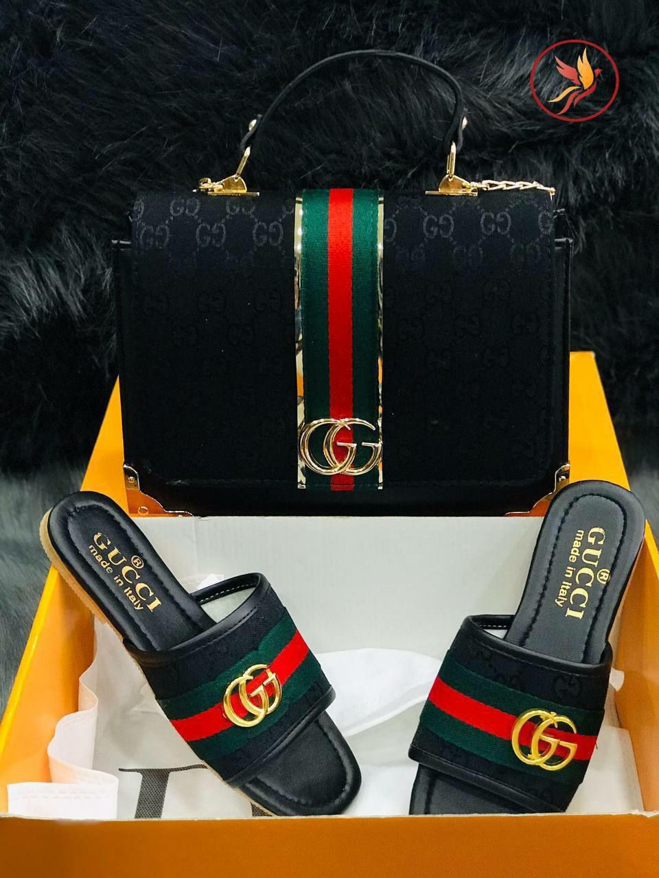 Gucci women slides and Ophidia GG shoulder bag