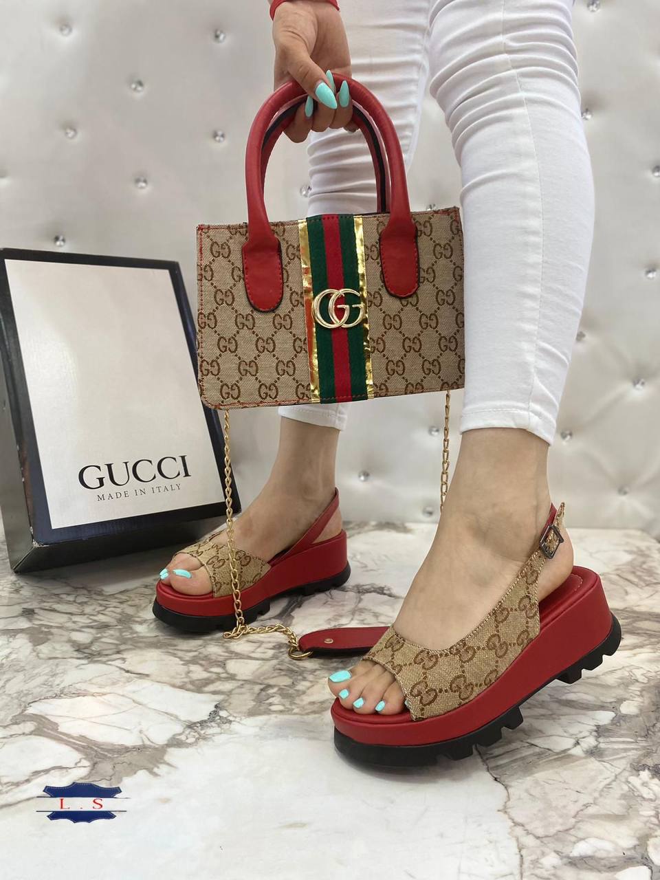 Gucci sandals and handbags