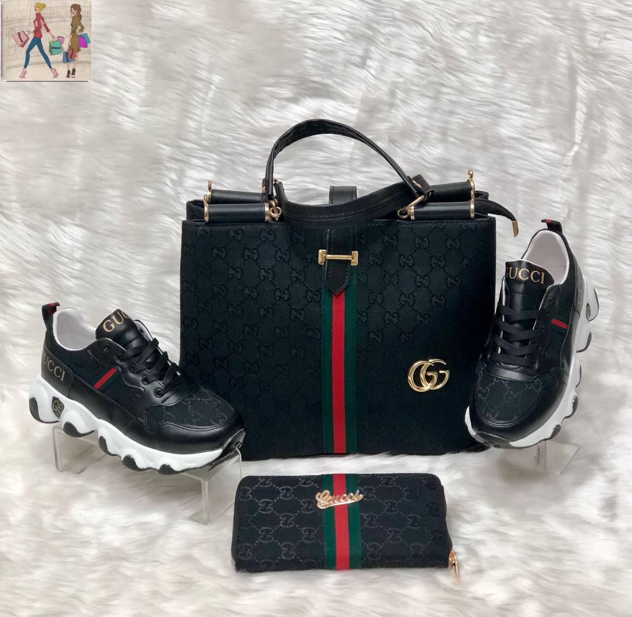 Gucci sneakers and handbags with wallet